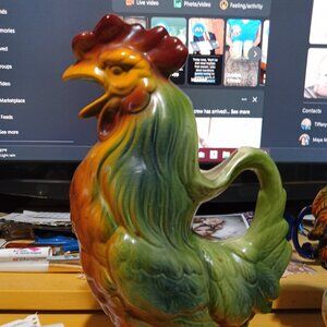 Saint Clément Vintage French Barbotine Majolica Gallic Rooster Absinthe Pitcher